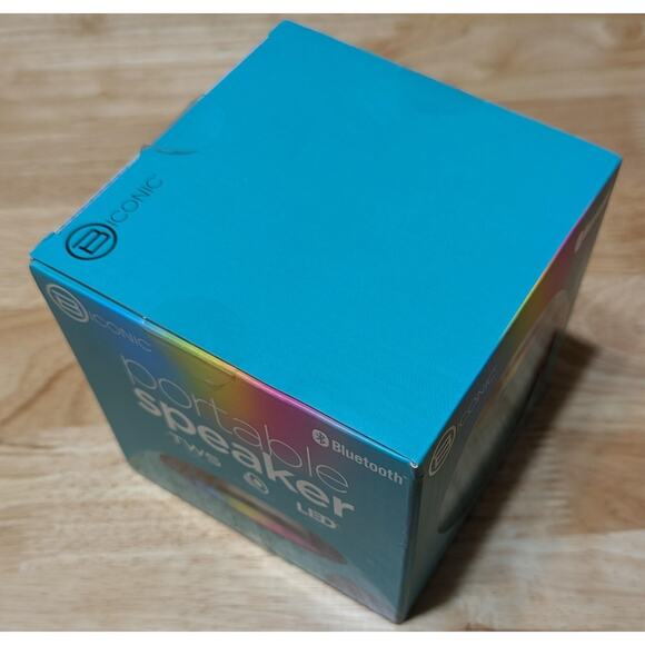 B Iconic Portable Bluetooth Speaker Teal TWS LED Light 5W Wireless New Boxed - Picture 6 of 8